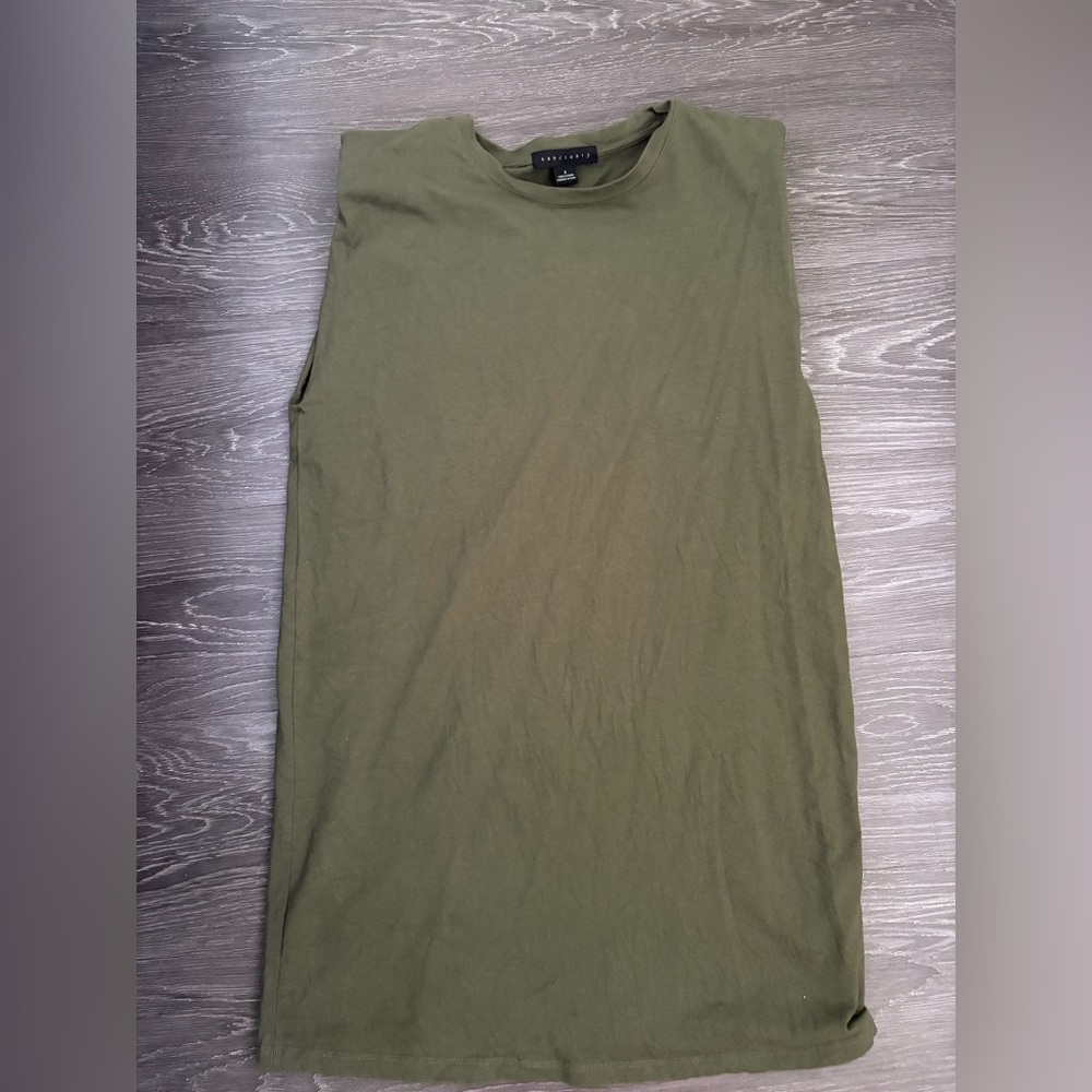 Sanctuary  Olive Green Oversized Padded Shoulder Pads Top Size Small